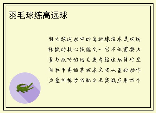 羽毛球练高远球